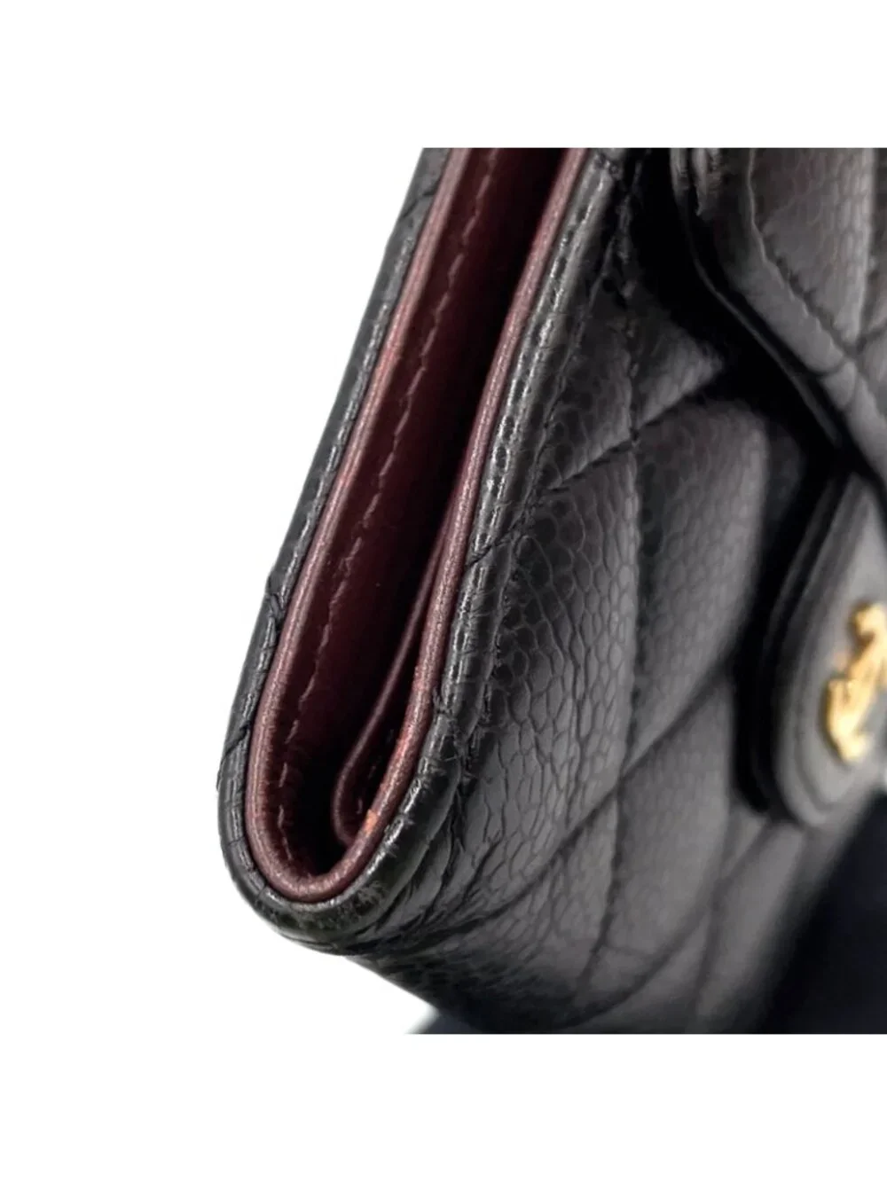 Chanel Classic Small Flap Wallet Random Caviar Leather Black Trifold Gold